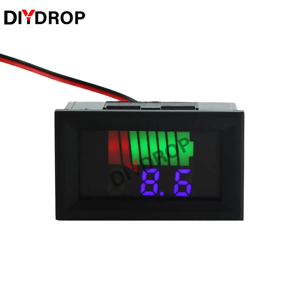 Car Battery Charge Level Indicator 12V 24V 36V 48V 60V 72V Lithium Battery Capacity Meter Tester Display LED Tester Voltmeter