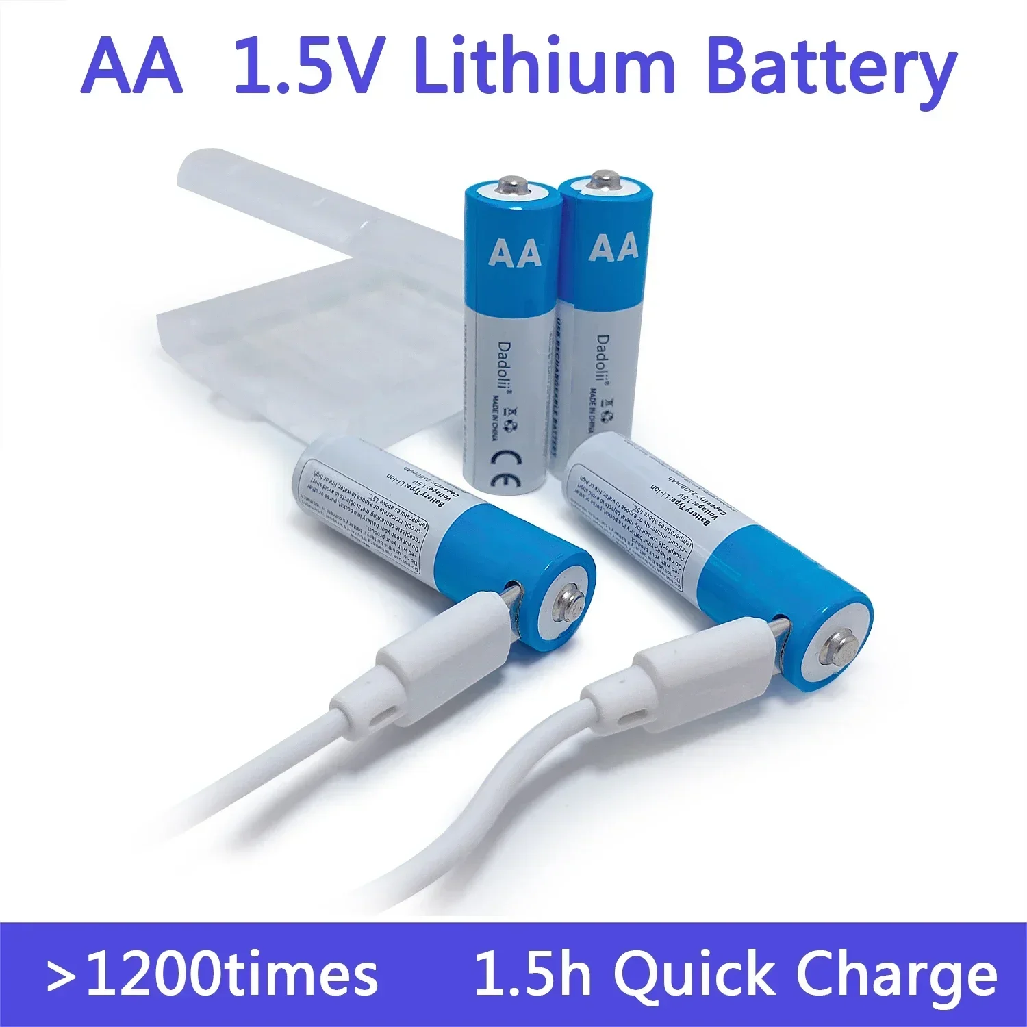 AA Battery 1.5V AA 2600mAh rechargeable li-ion battery USB fast charging for remote control mouse small fan Electric toy
