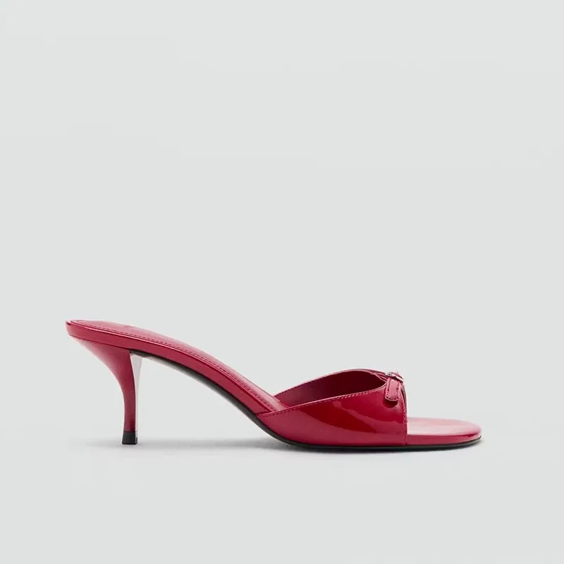 New French Style Buckle Strap Simple Women's Heeled Mules 2026 Fashion Square Toe Stiletto Casual Women Shoes Босоножки Женские