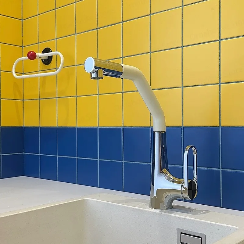 

Pull-out Fauce Multifunctional 2Functions Hot and Cold Kitchen Vegetable Basin Pumping Faucet Brass Body Tap