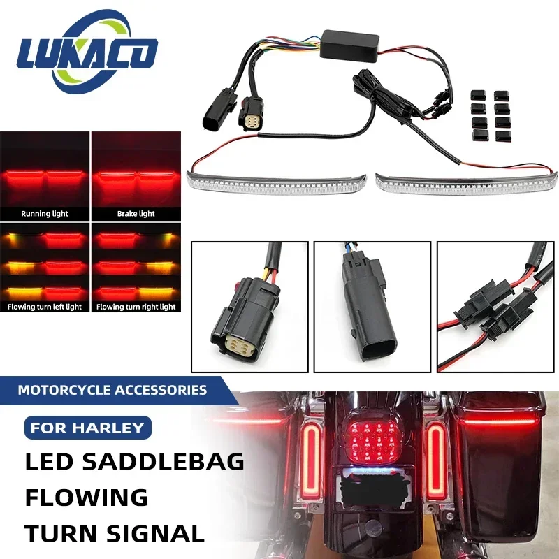 

LED Motorcycle Saddlebag Brake Flowing Turn Signal Running Accent Light For Harley Touring Road King Electra Glide CVO 2014-UP