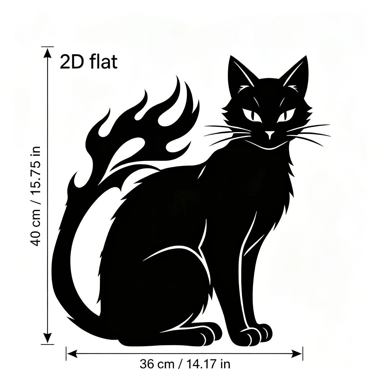 CIFbuy 2D Metal Wall Art Fiery Tailed Civet Black Cat Silhouette Hollow Iron Plaque for Living Room Indoor Outdoor Home Decor