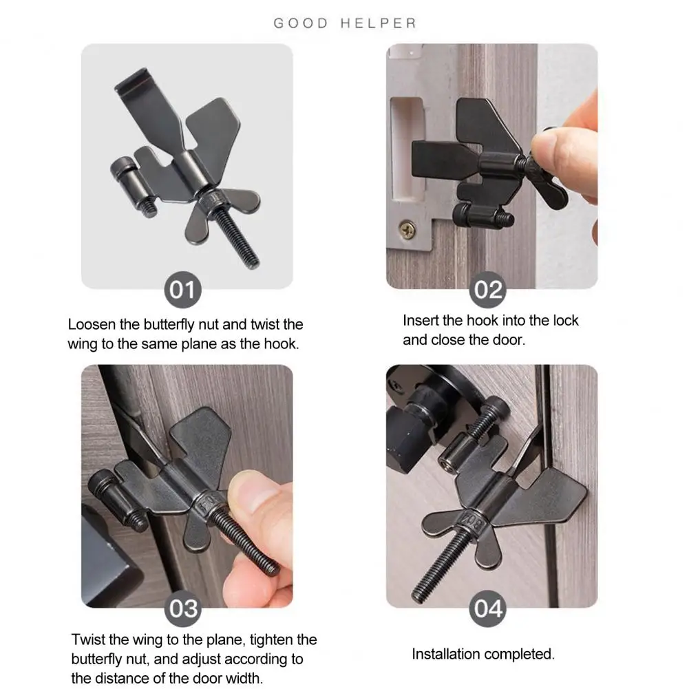 Forced Entry Prevention Adjustable Portable Door Stopper Lock Travel Security Door Lock for Hotel Apartment Dorm for Protection