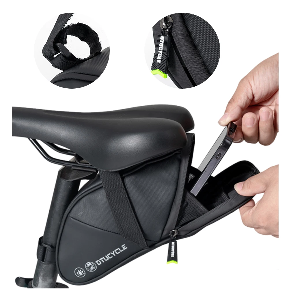 Bolsa para debajo del asiento de bicicleta, bolsa para SILLÍN con correa y tira reflectante, paquete de asiento para ciclismo, bolsa para asiento de bicicleta, accesorios para ciclismo