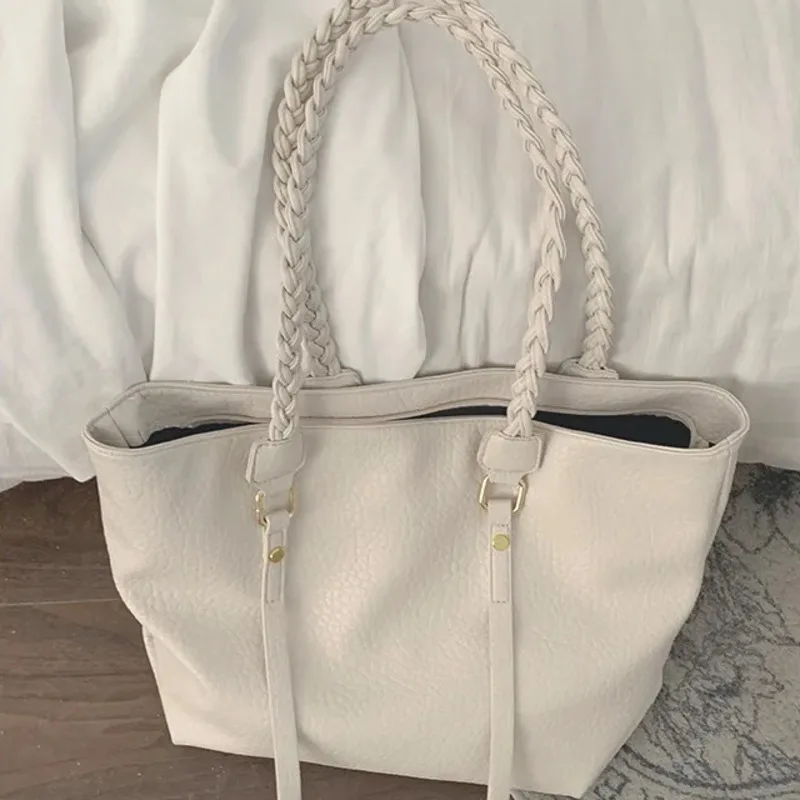 Women's Handbag, Single Shoulder Bag Large Capacity New Casual Simple Solid Color Versatile Woven Single Shoulder Commuting Bag