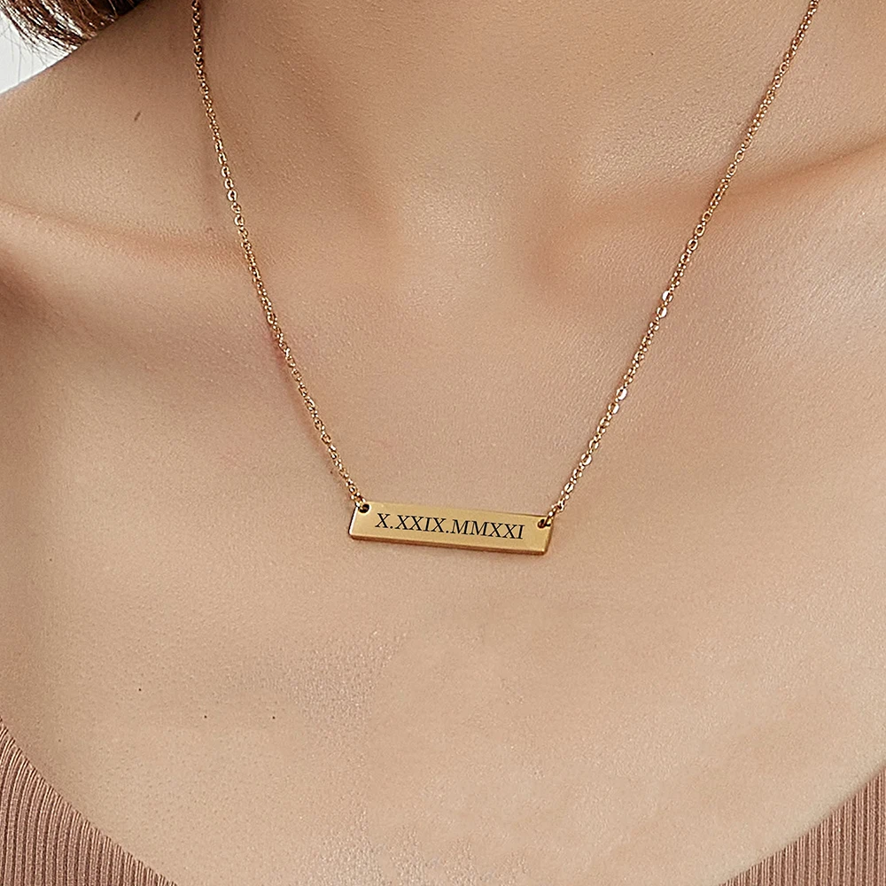 Personalized Stainless Steel Square Name Custom Content Necklace, Beautiful Ladies Sweet Necklace, Holiday Jewelry Gifts.