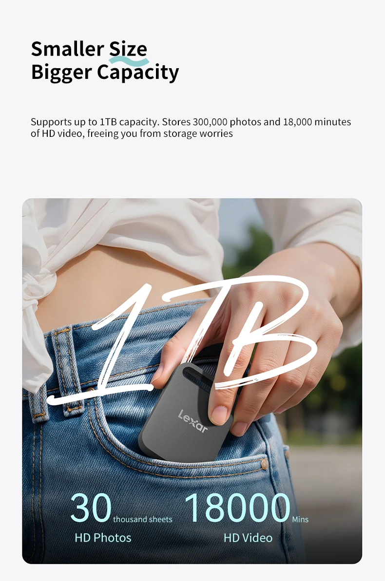 Original Lexar SL260 Air Tragbare SSD 512GB 1TB USB3.2 Gen1 Typ-C 400MB/s Ultraleicht Sturzsicher Für Handy Laptop Mac PC – Detail 7