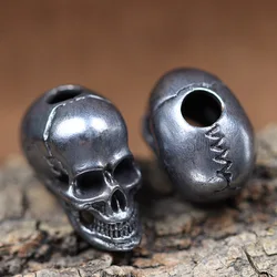 6mm Hole Skull Brass Knife Beads EDC Umbrella Rope Outdoor Vintage Skeleton Head Paracord Woven Lanyard Pendants DIY Accessories