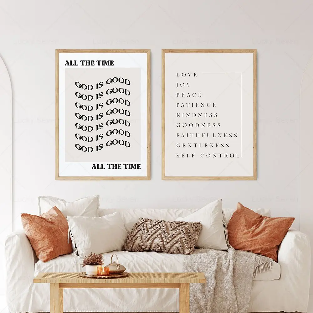 God is Good Bible Verse Canvas Painting Fruit of the Holy Spirit Poster Modern Christian Jesus Wall Art Print Prayer Room Decor