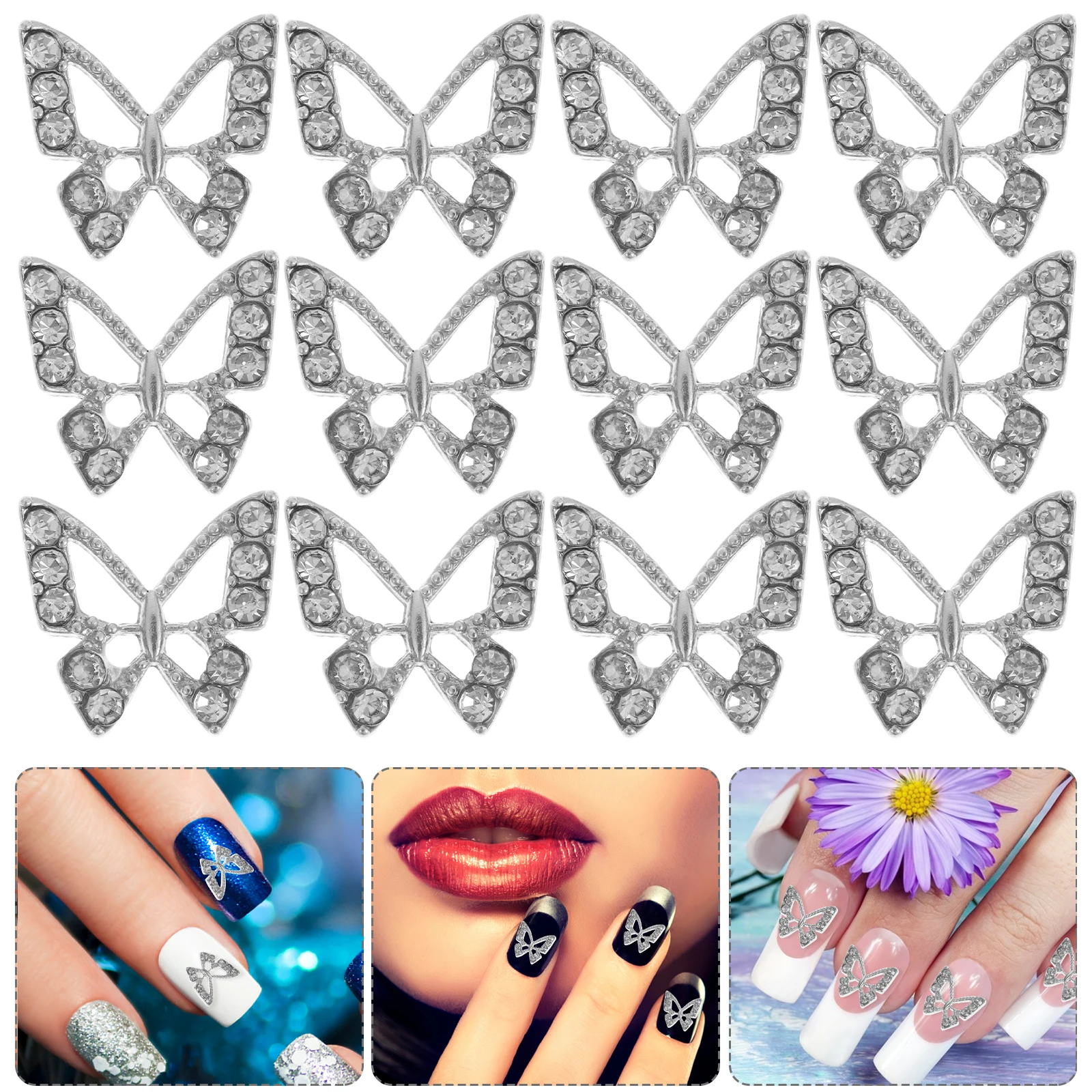 

20pcs Butterfly Art Charms Women Diy Manicure Decoration Rhinestone Charms Creative Bright Luster Party Wedding Christmas Prom