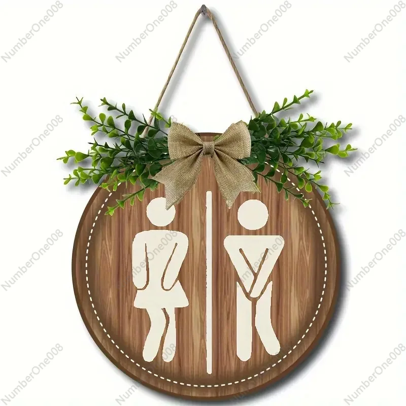 Wooden Toilet Gender Listing Bathroom Decoration Sign Wall Hanging Farmhouse Decoration Sign