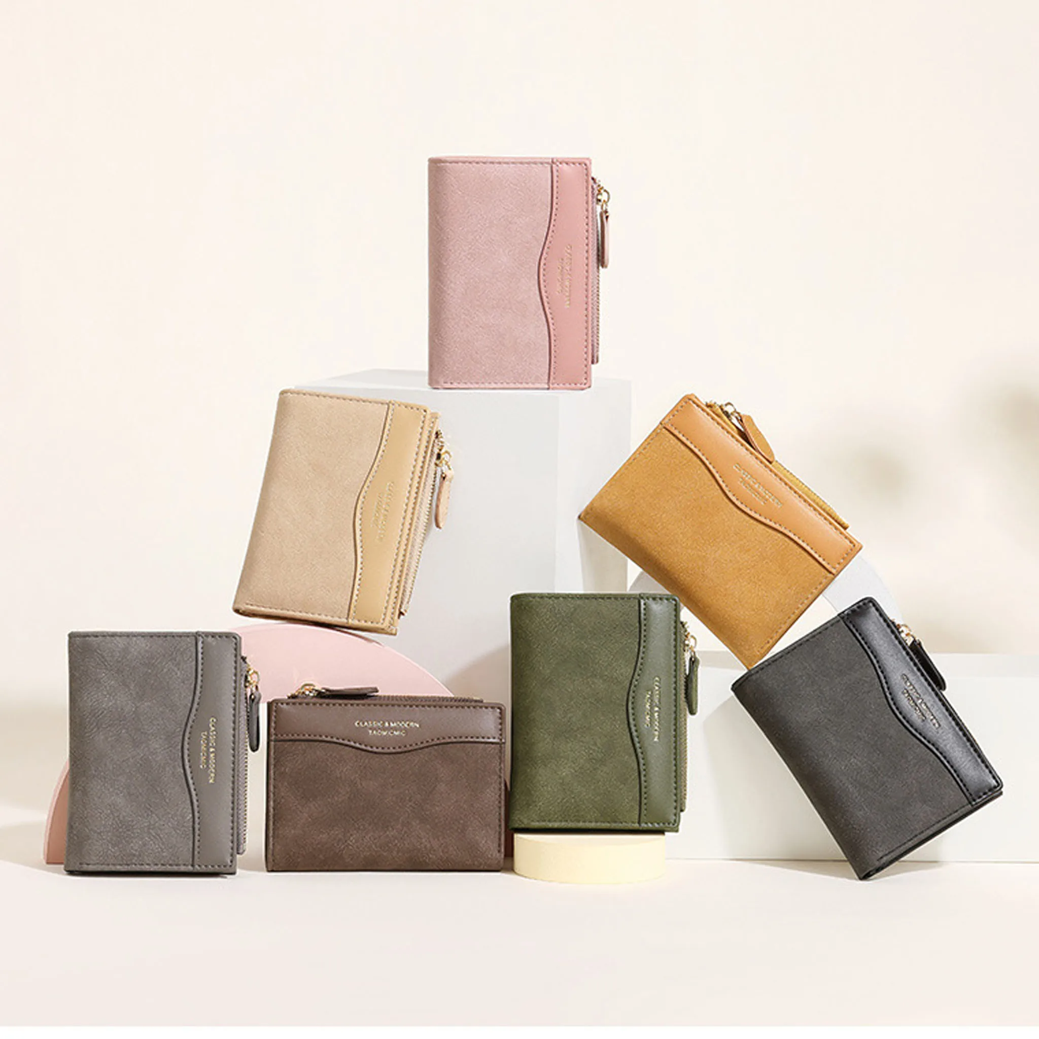 Cute Cartoon Cat Print Trifold Wallet for Women Girls PU Leather Multi‑Card Slots Mini Purse Portable Slim Coin Pocket Small