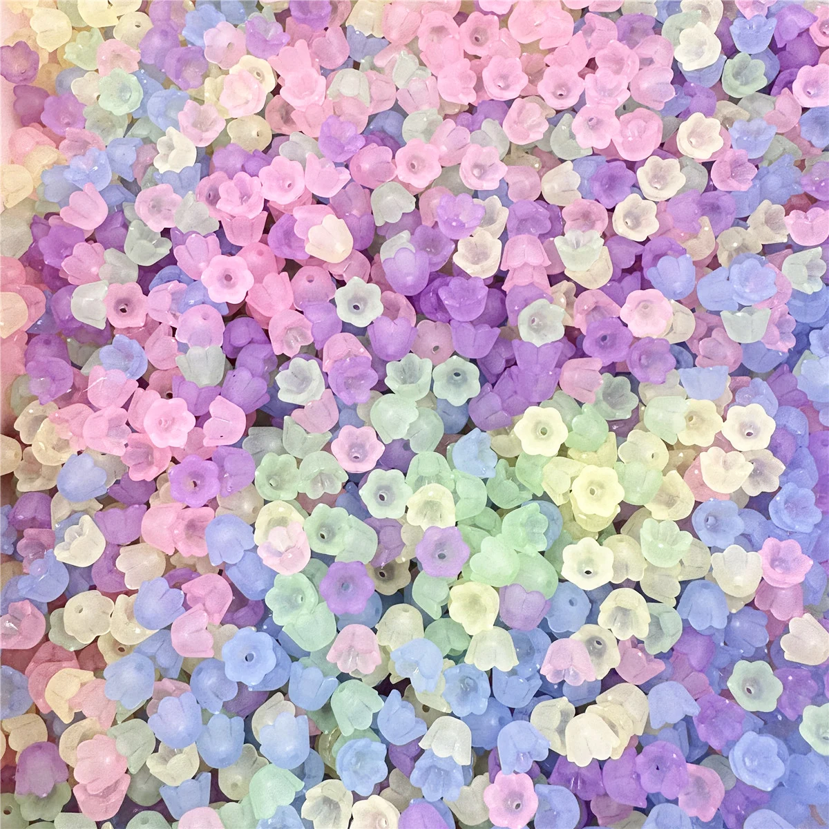 40Pcs 9*7mm Small Lily Of The Valley Flower Beads Colorful Acrylic Bead Cap Jewelry Accessories Jewelry Making Handmade Material