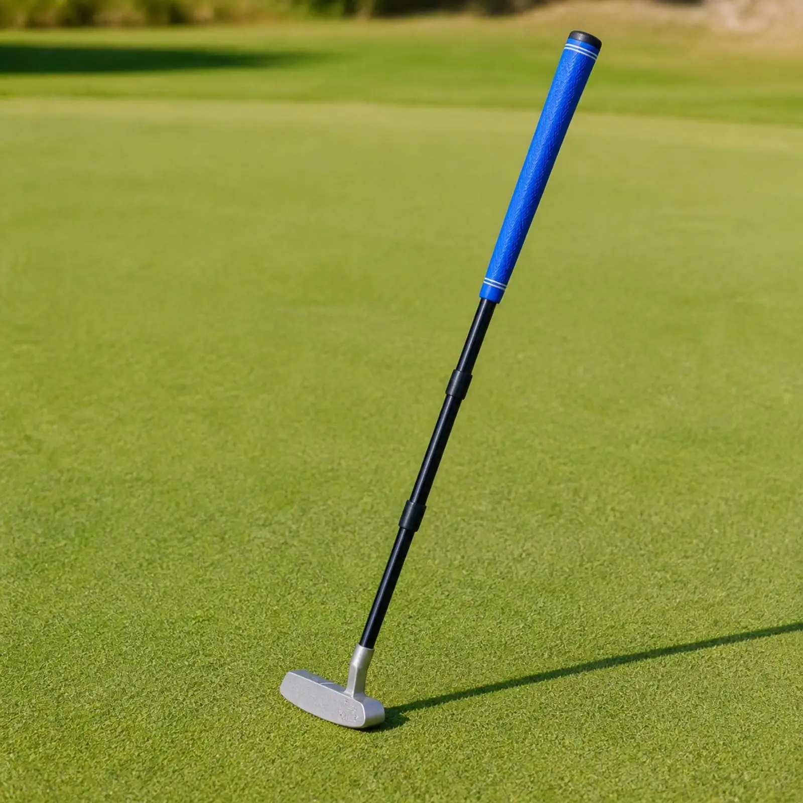 Golf Putter Practice Aid Adjustable Telescopic Zinc Alloy Head with Ribbed Grip for Alignment and Control