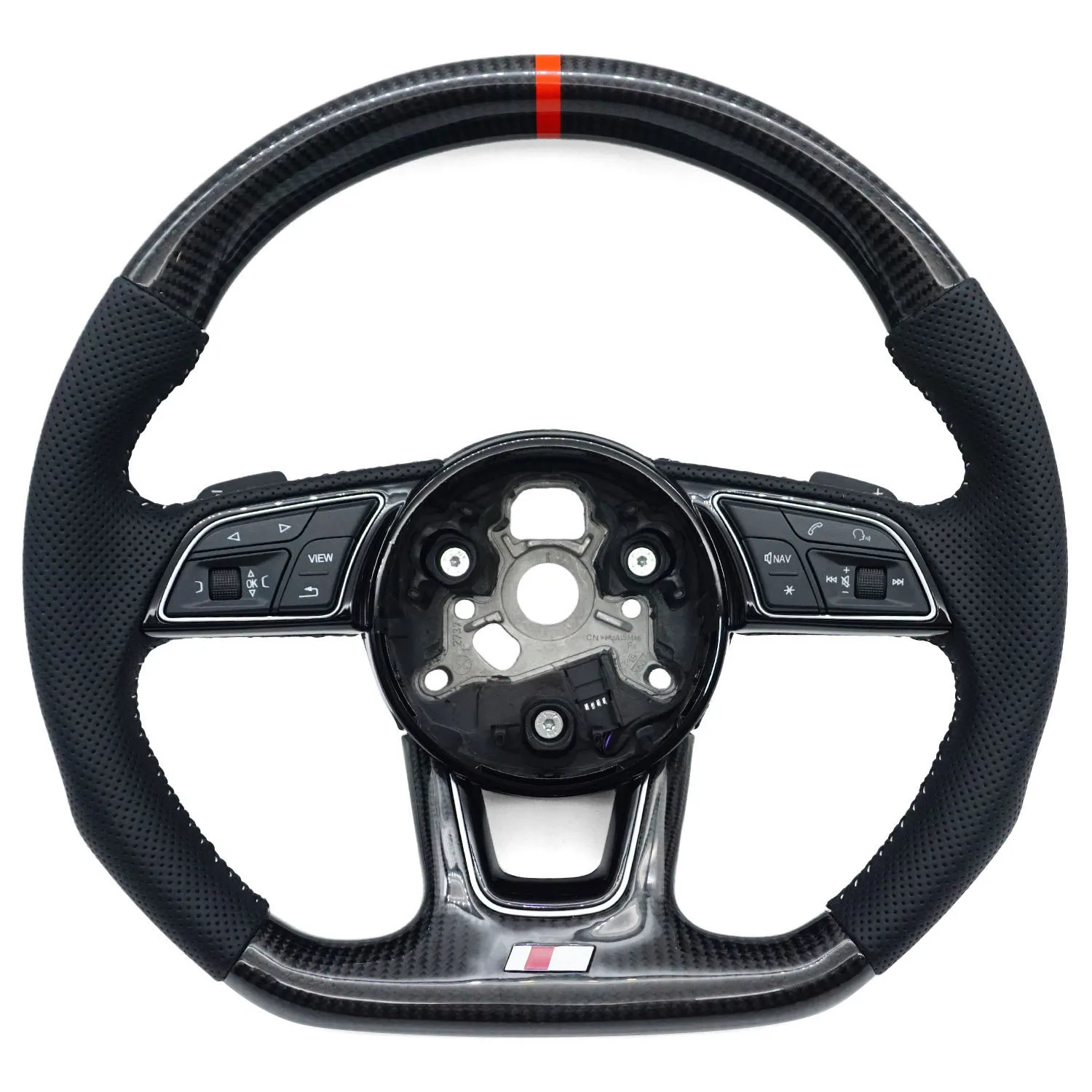 Suitable for Audi A4B9 S standard carbon fiber half punched white line red return standard flat bottom steering wheel