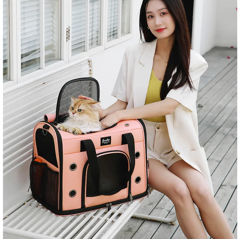 Convenient Travel Cat Basket Large Capacity Transport Case Circular Breathable Pet Carry Strong Load Capacity Pull Rod Box