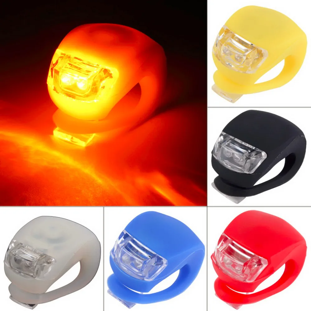 Bicycle Front Light Silicone LED Head Front Rear Wheel Bike Light Waterproof Cycling With Battery Bicycle Accessories Bike Lamp