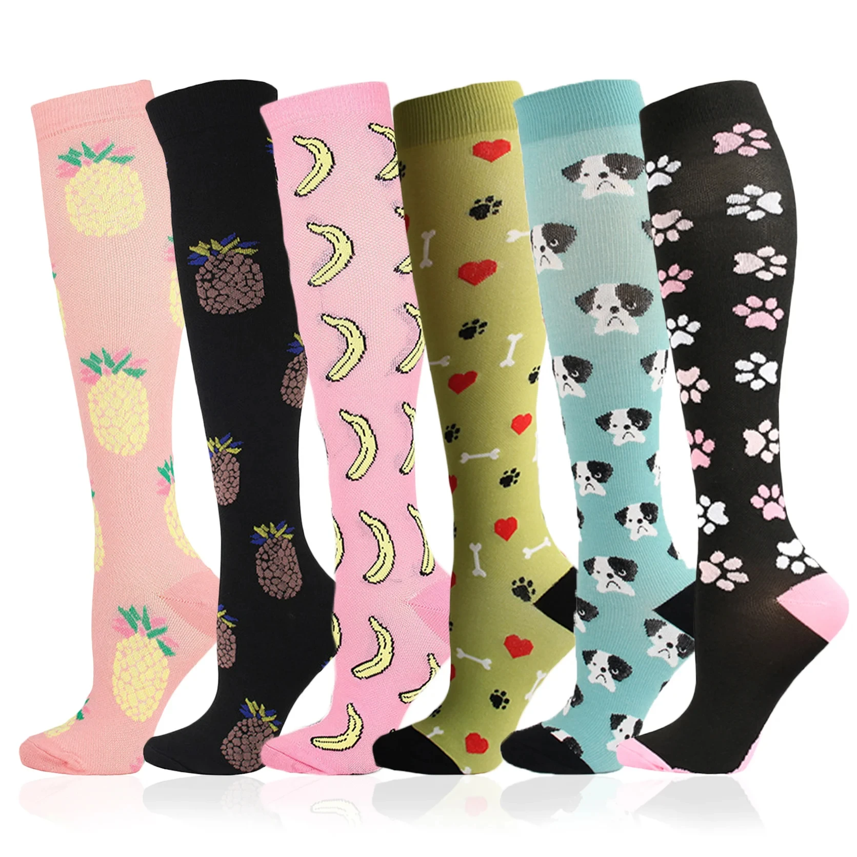 Compression Socks With Men Women Dog Paw Prints Basketball Fitness Running Sports Socks Elastic Prevention Of Varicose Veins New