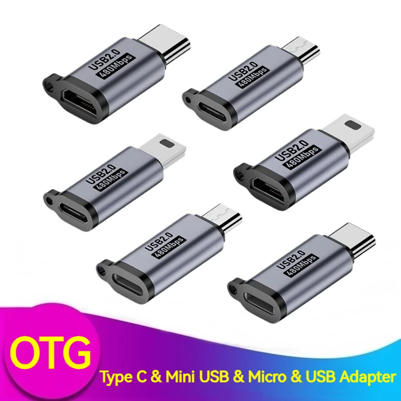 Aluminum Alloy Mini USB Type C  Adapter USB 3.0 USB-C OTG Data Transfer Converter for Camera Phone Tablet Notebook U Disk Mp3