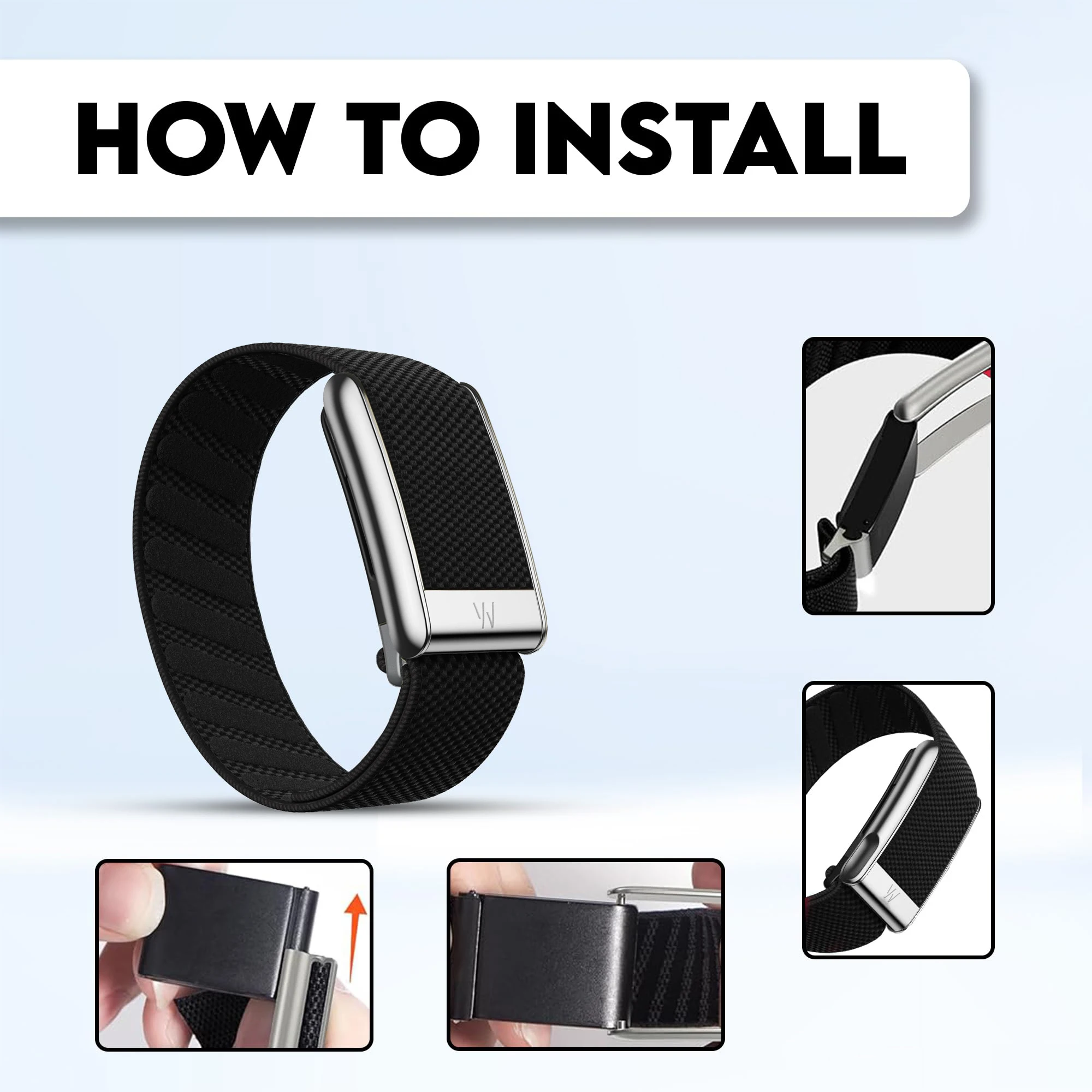 Compatible with Whoop 5.0 One/Peak/Life Wristband, Nylon Woven Elastic Whoop MG Sports Replacement Strap Metal U-shaped Frame