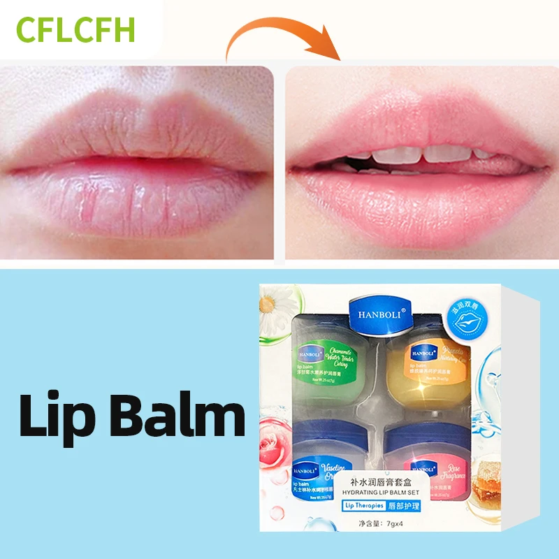 Vaseline Lip Balm Moisturizing Whitening Hydrating Anti-Cracked Fade Lip Lines Lipstick Makeup Lip Gloss Care Lips Balm Set