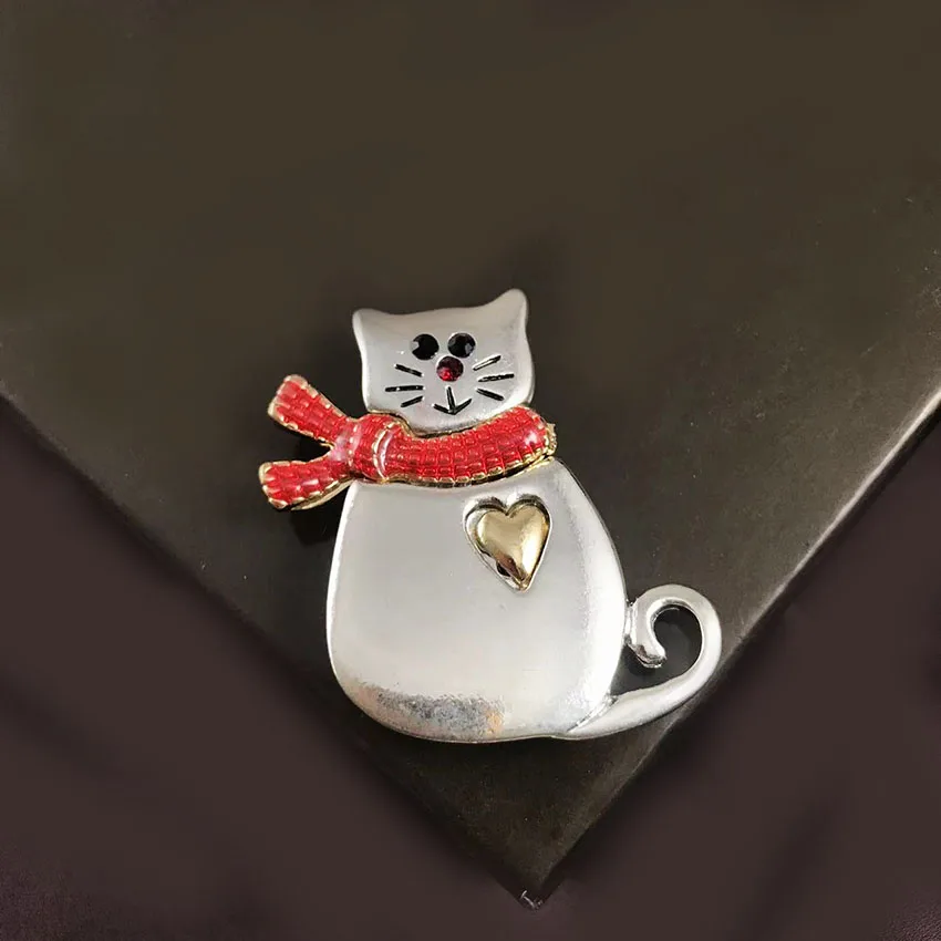 New Cute Cat Brooch Fashion Pop Enamel Colored Animal Kitten Brooch For Girls Jewelry Accessories Birthday Party Gifts