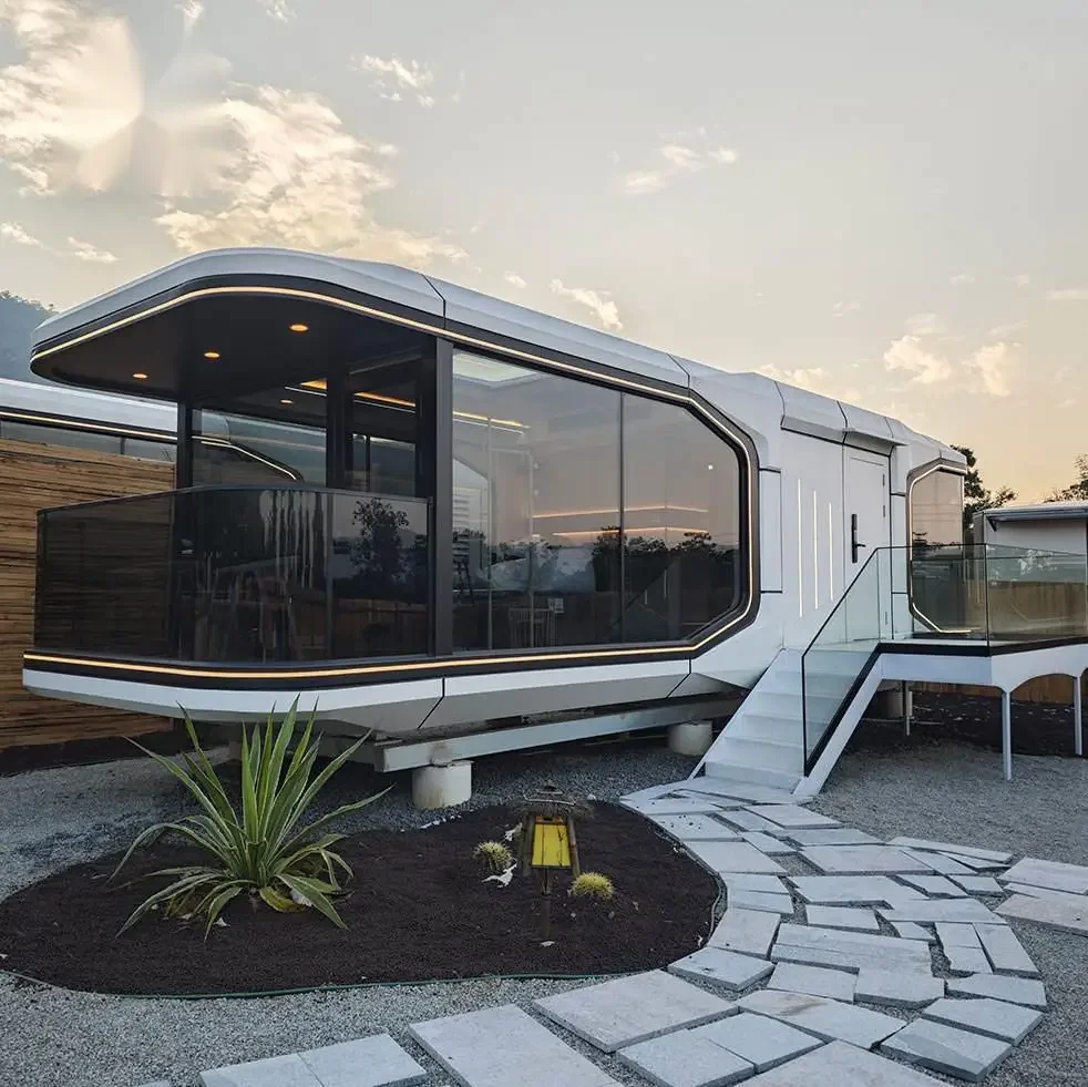 Cymdin Boutique Style Modular A-Frame Steel Structure Building Low Cost Hotels Space Capsule House Worldwide Delivery for Office