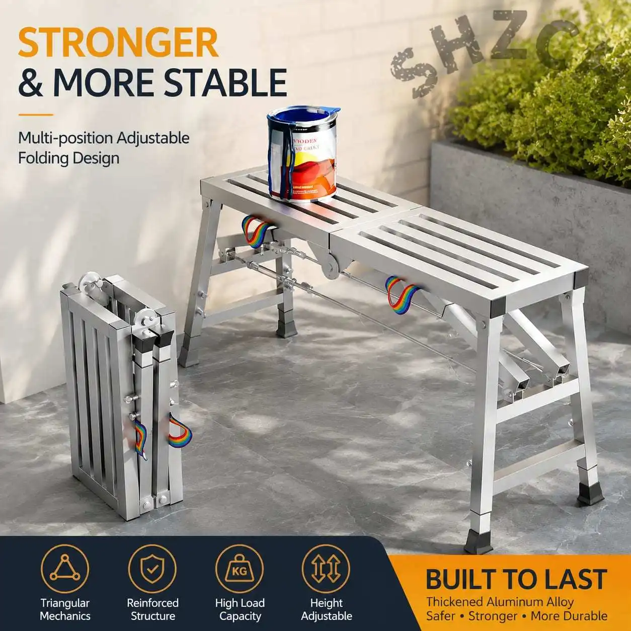Telescopic Adjustable Height Ladder Stool for Indoor/Outdoor Use – Heavy-Duty Folding Platform Step Stool
