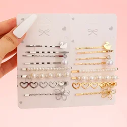 Fashionable and Creative Metal Pearl Swan Flower Gold and Silver Women's Hair Clip Set with A Straight Clip for Hair Accessories