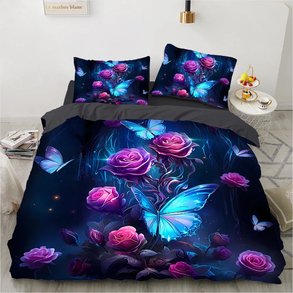 2/3pcs bedding set Digital Print Comfortable Duvet Cover for Home Bedroom Decoration, 1 Duvet Cover and 2pillowcase with Zippers
