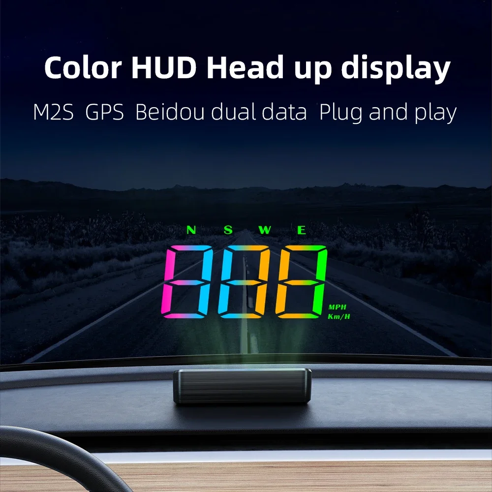 M2S Car Head-Up Display Windshield Display Screen Meter Speed MPH KMH Car Electronics Accessories GPS Beidou Dual Data