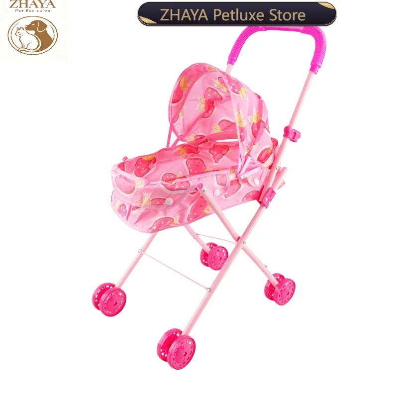 ZHAYA Foldable Pet Stroller for Cat Dog Outdoor Travel Lightweight Pushchair with Safety Leash Photo Prop for Small Animals