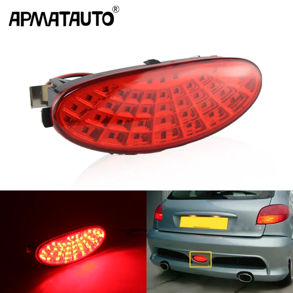 1pc 6351K5 Rear Bumper LED Running Fog Light Kit For Peugeot 206 Hatch / 206 CC /206 SW / 206 GTi Red Car Styling Accessories