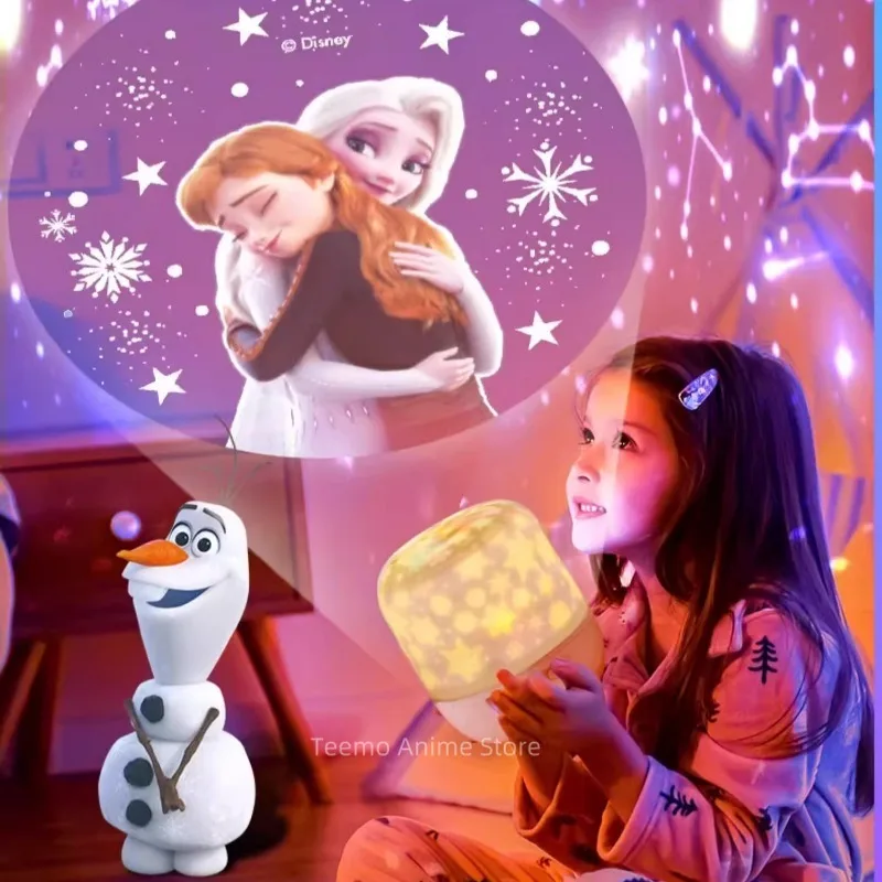 Disney Princess Elsa Cielo stellato Proiezione di luce Camera da letto Anime Atmosfera Sonno Luce notturna Compagno per bambini Giocattoli Regalo