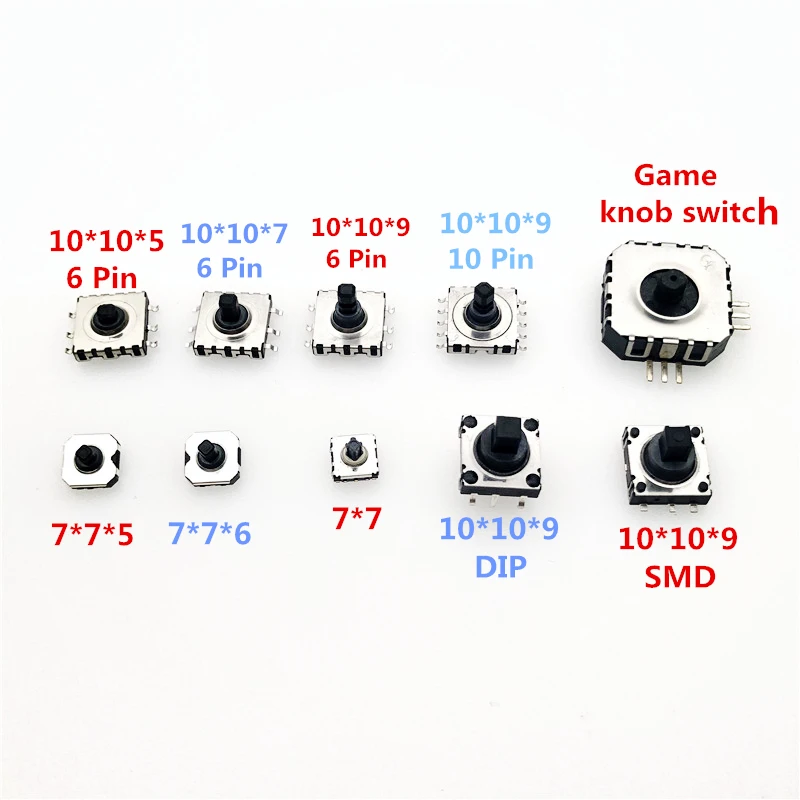 10*10* 5/7/9 SMD 5 Five Way Switch 7*7*5/6 Multi-Function Multi Direction Game Switch Touch Reset Button 6p 10p Cap