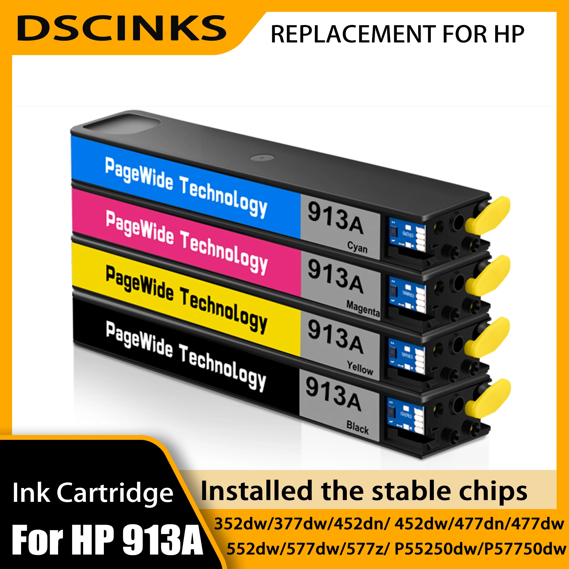 

For HP 913A Ink Cartridges Compatible for HP PageWide X352dw X377dw X452dw X452dn X477dw X477dn X552dw X577dw X577z Printer