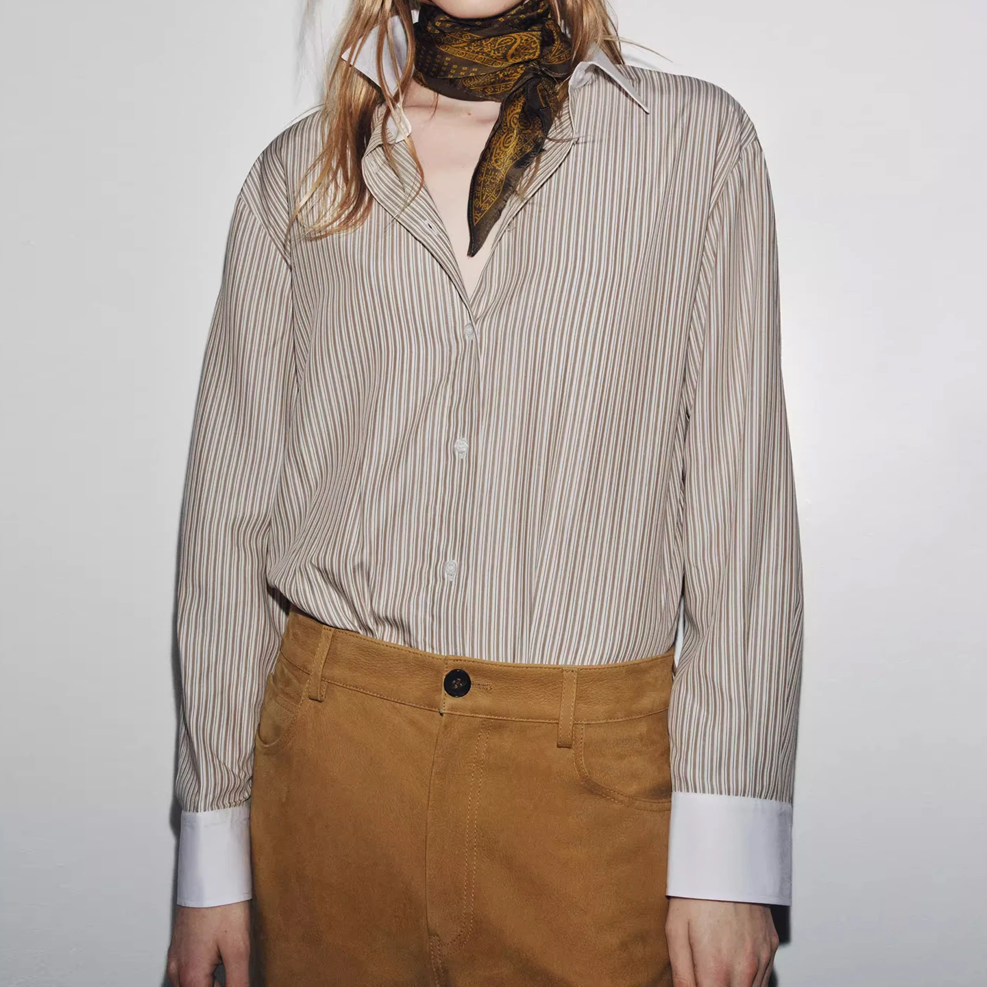 

Z Women's Casual Striped irt Faionable Color Blo Personali Long Sve Commute Sle Loose Fit Autumn 2025