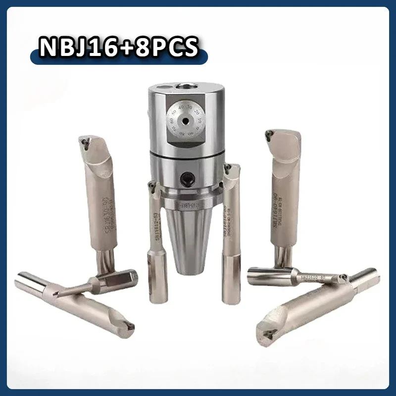 NBJ16 Fine Boring Head BT30 BT40 NT30 NT40 MT4 MT5 MT6 SK30 SK40 CAT40 R8 C20 CAT40 BT50 NT50 Tool Holder + 8pcs Boring Tool Rod