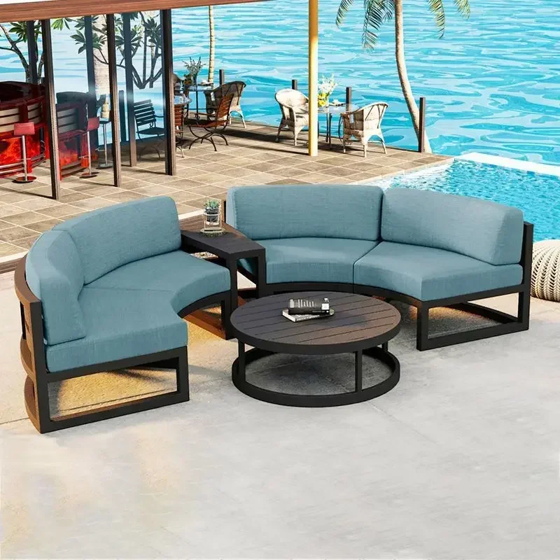 Outdoor sofa courtyard villa garden aluminum alloy waterproof sunscreen circular arc leisure outdoor furniture combination