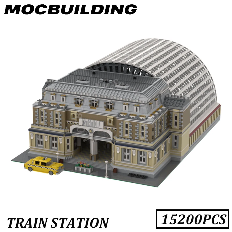 Train Station Model Railway Accessories MOC Building Blocks Bricks Display Construction Toys Birthday Gifts Present