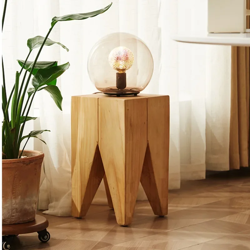 Natural Log Stool for Plant Display Rustic Tree Stump Side Table Minimalist Flower Stand for Balcony Multifunctional Foot Stools