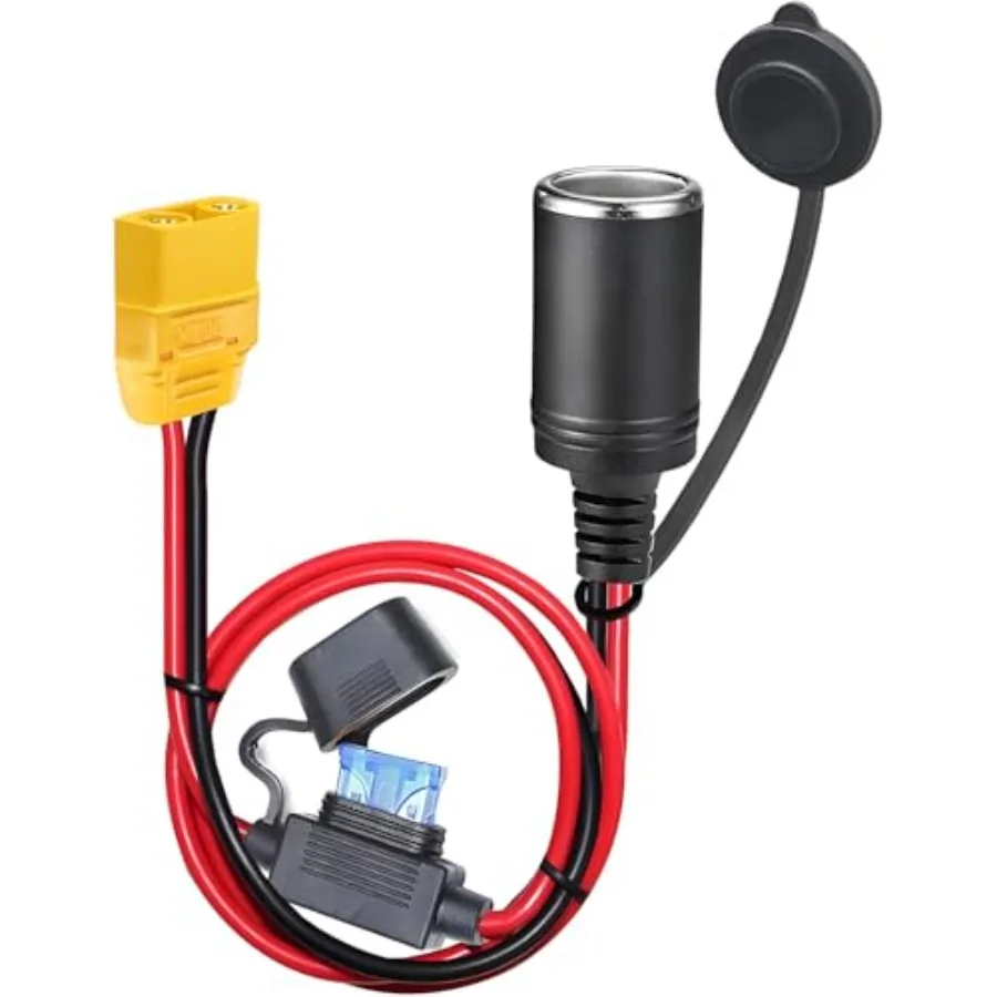 

12AWG XT90 to Motorcycle Female Cigarette Lighter Socket 12V-24V Extension Cable for Universal XT90 Quick Connection Battery Ch