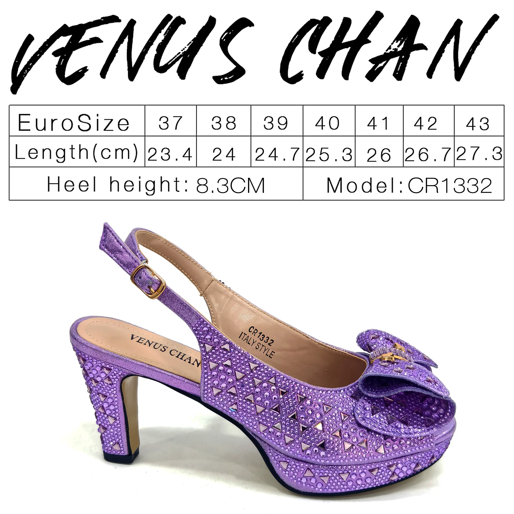 Chic Light Purple Rhinestone Peep-Toe High Heel Sandals and Bag Set for Women –Elegant Italian Party Shoes Perfect for Weddings - view 6