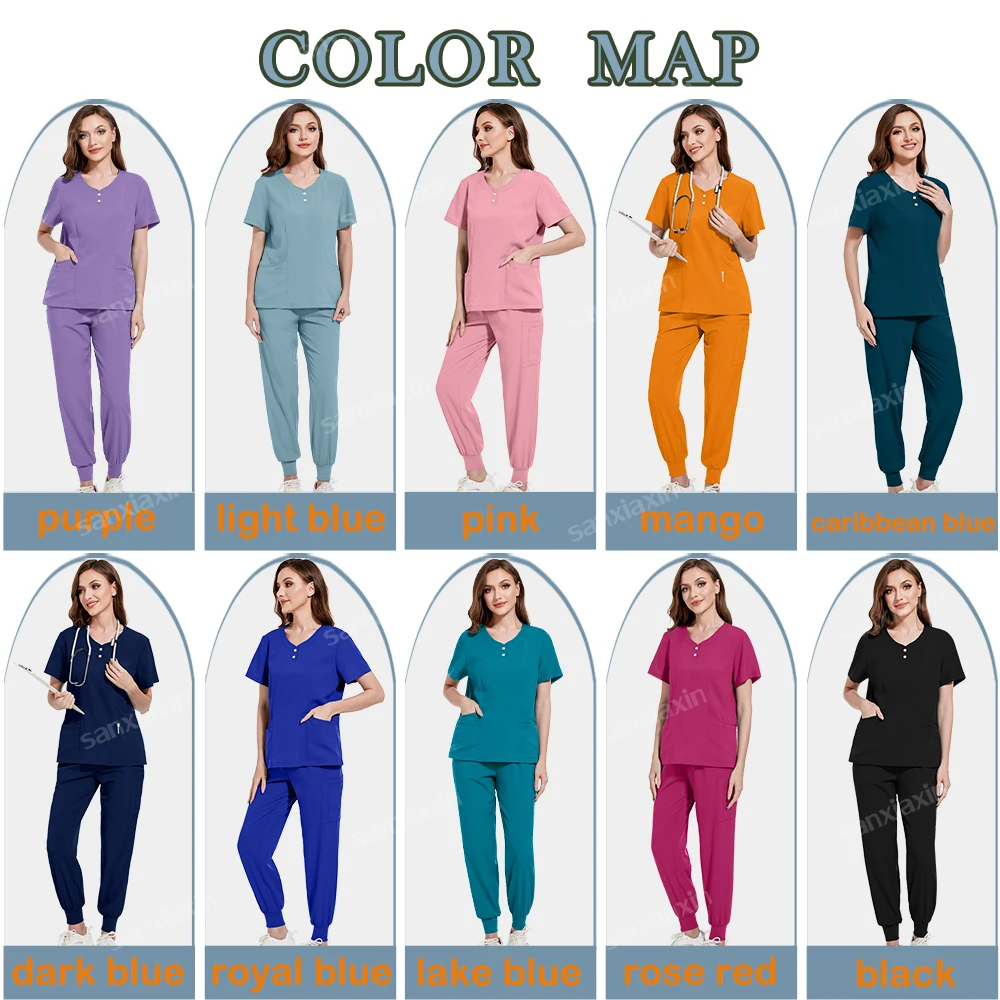 Uniformes médicos unissex, roupas de enfermagem para homens e mulheres, fantasia de beleza, enfermeira, conjuntos de esfoliantes, médico, dentista, roupa de trabalho, tops clínicos, calças