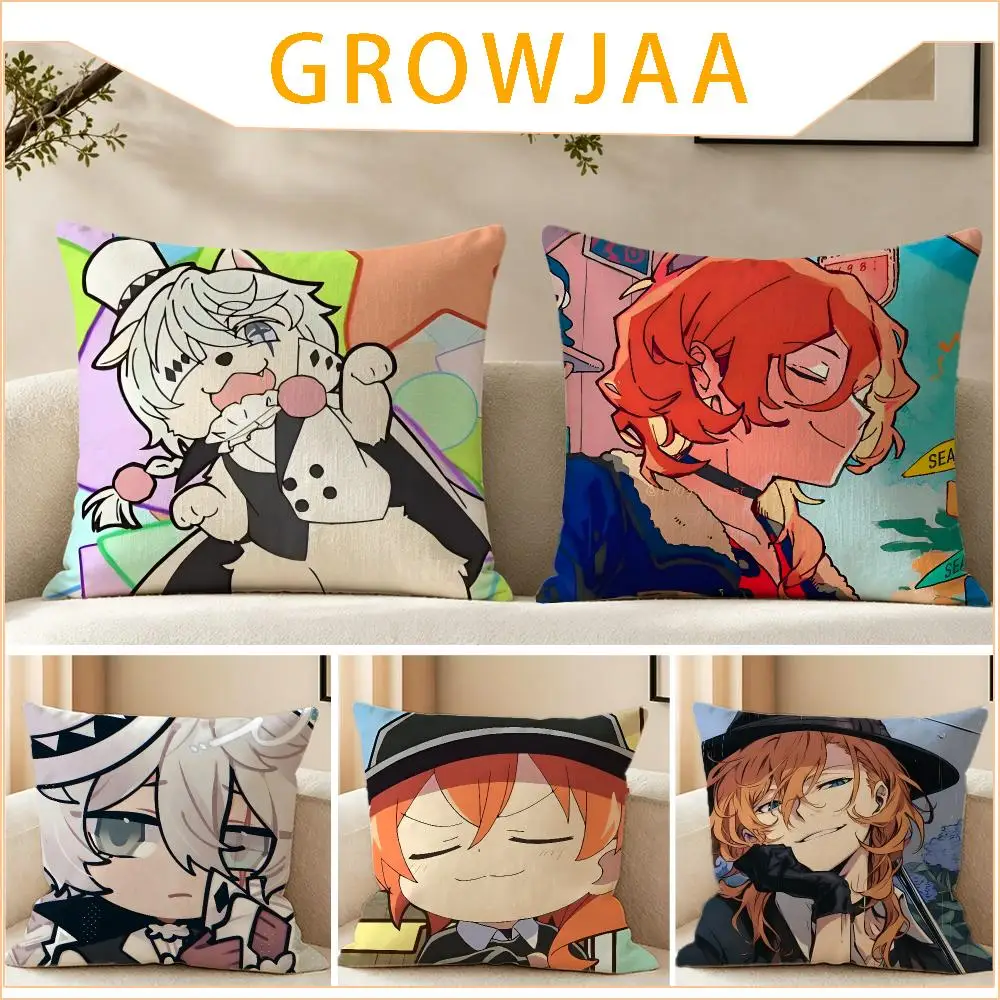 Anime Bungo Stray Dogs Cushion Cover Pillow Short Plush fresh natural Cushion for Living Room Bedroom Sofa Home Decoration