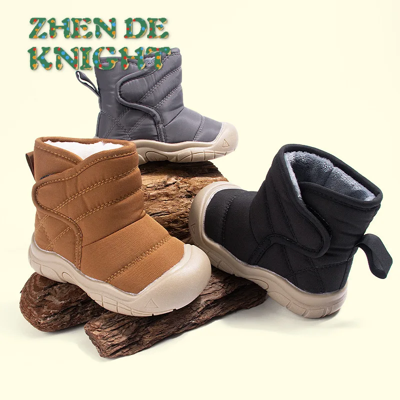 

Детские зимние ботинки на зиму, водоотталкивающая ткань, защита от столкновений, повседневная теплая хлопковая обувь на толстой подошве с флисовой подкладкой