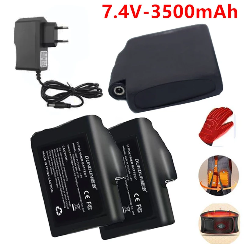 New 7.4V 3500mah Heated Gloves Battery Polymer Lithium Battery for Heating Vest, Socks, Winter Antifreeze Heating Battery✈️✈️