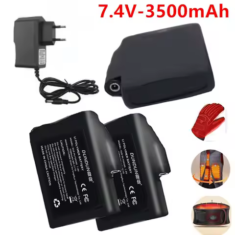 New 7.4V 3500mah Heated Gloves Battery Polymer Lithium Battery for Heating Vest, Socks, Winter Antifreeze Heating Battery✈️✈️