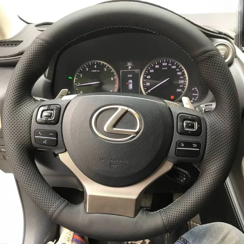 Hand Stitched Genuine Leather Suede Car Steering Wheel Cover for Lexus IS250 2014 2015 IS200t 2016 2017 Auto Parts