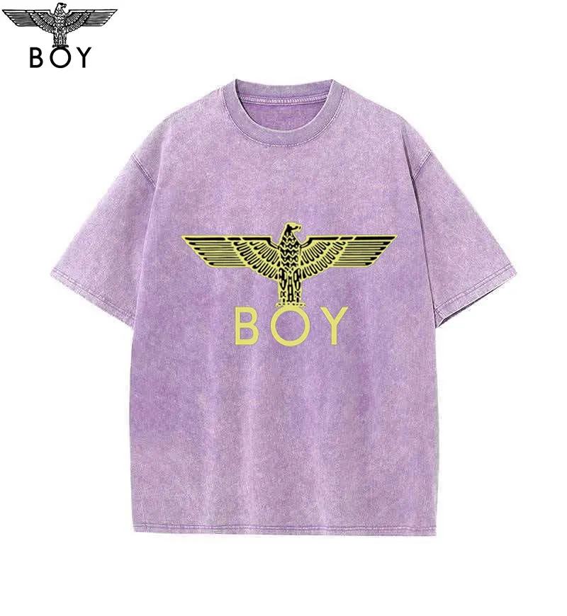 

BOY LONDON 230g Summer High-Quality Pure Cotton Washed Retro Crew Neck Short Sleeve